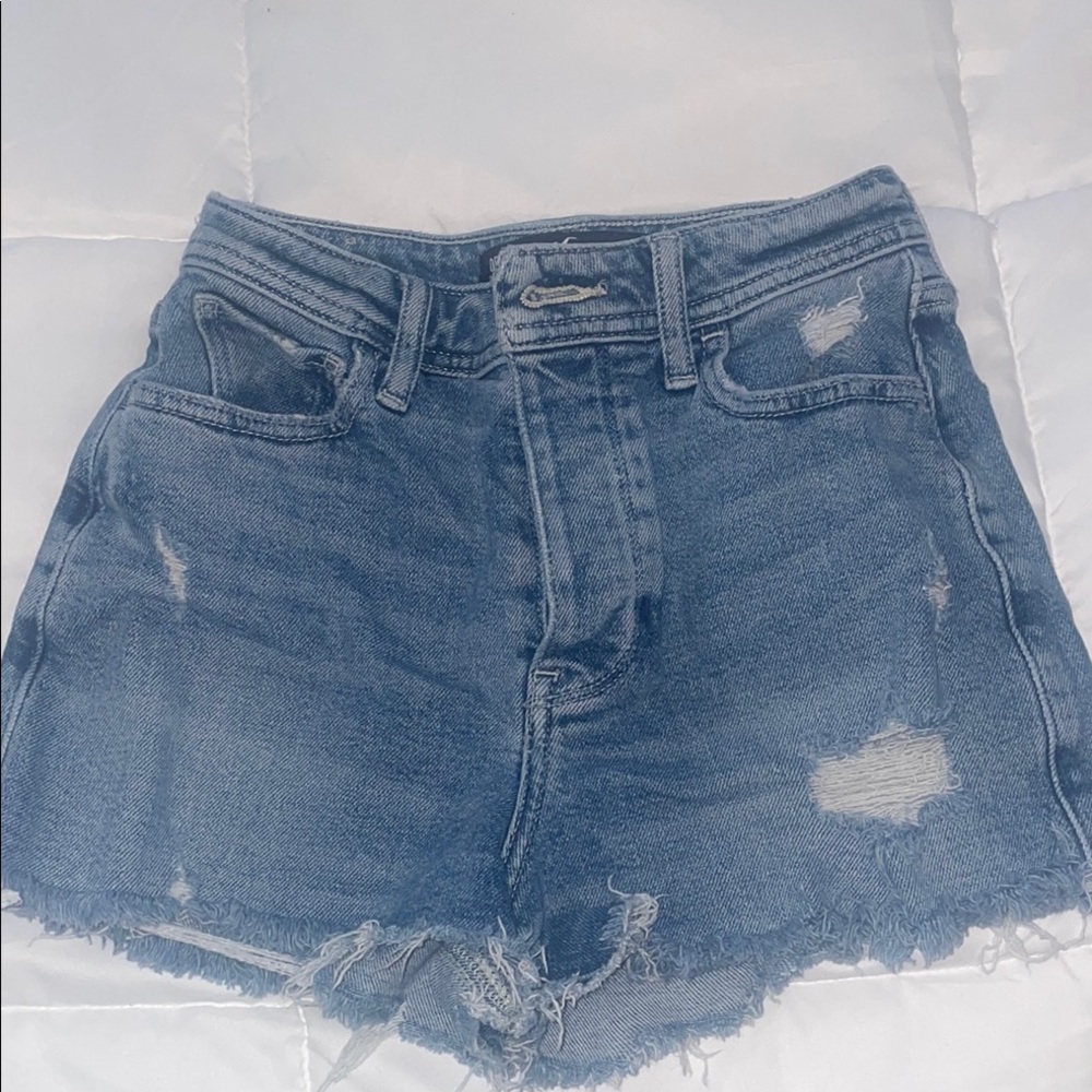 Hollister Blue Jean Shorts High-Waisted Distressed